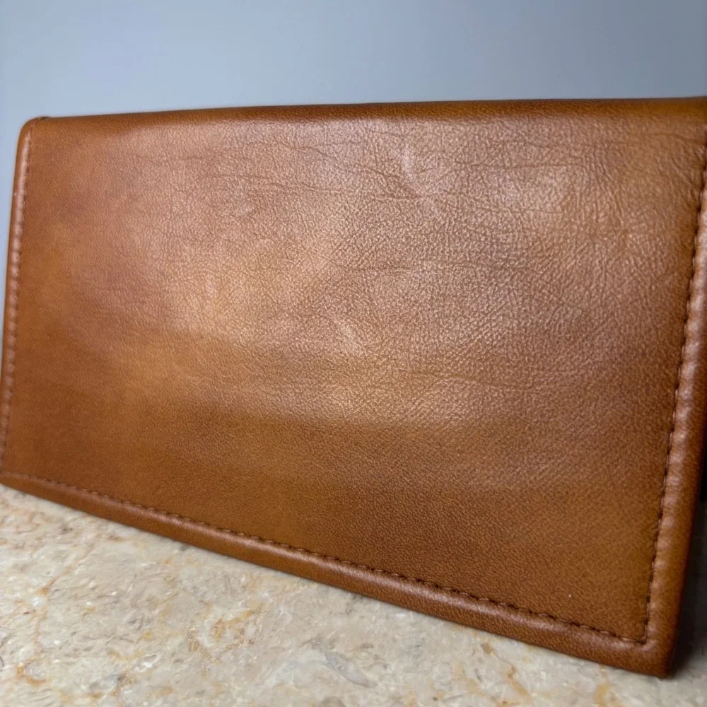 Ohio International Company Checkbook Cover OS Brown Leather‎ Vintage Bifold